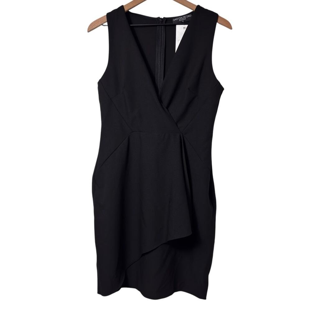 DAO CHLOE DAO BLACK RETRO V-NECK WOMEN MINI LARGE DRESS BRAND NEW WITH TAGS